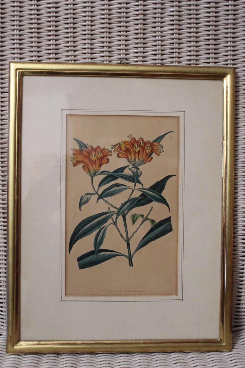 Bild mit Blumen in Goldrahmen / verkauft